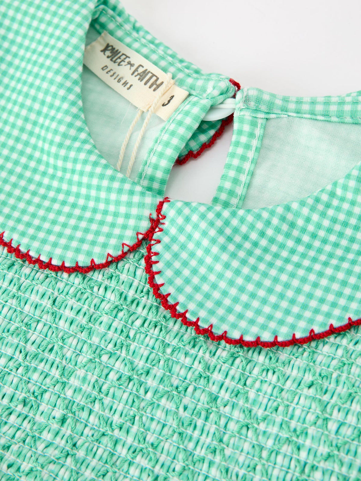 Girls' Green Plaid Smocked Christmas Dress | Red Bows & Peter Pan Collar