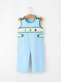 Baby Boys' Blue Christmas Tree Embroidered JonJon Romper