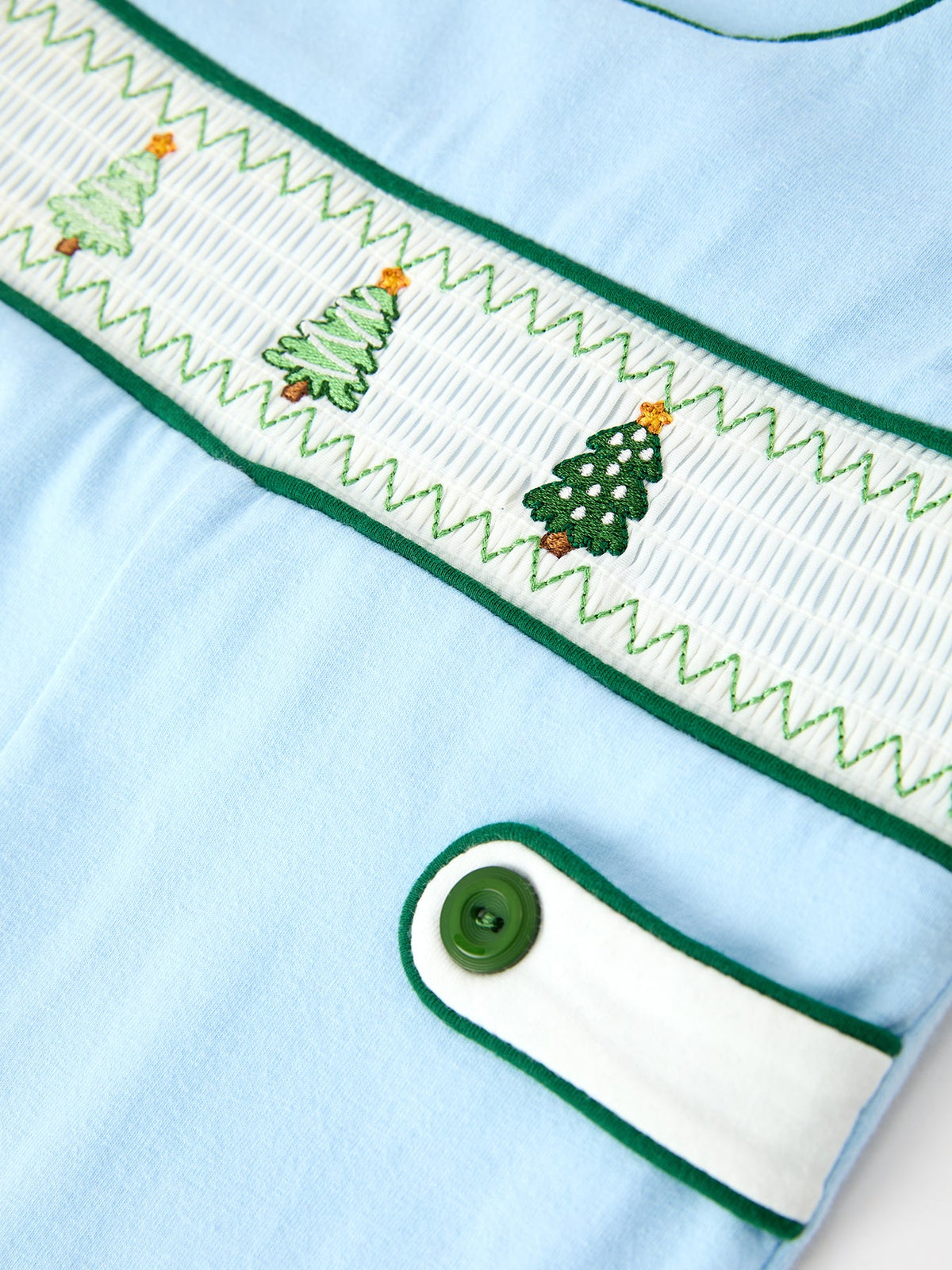 Baby Boys' Blue Christmas Tree Embroidered JonJon Romper