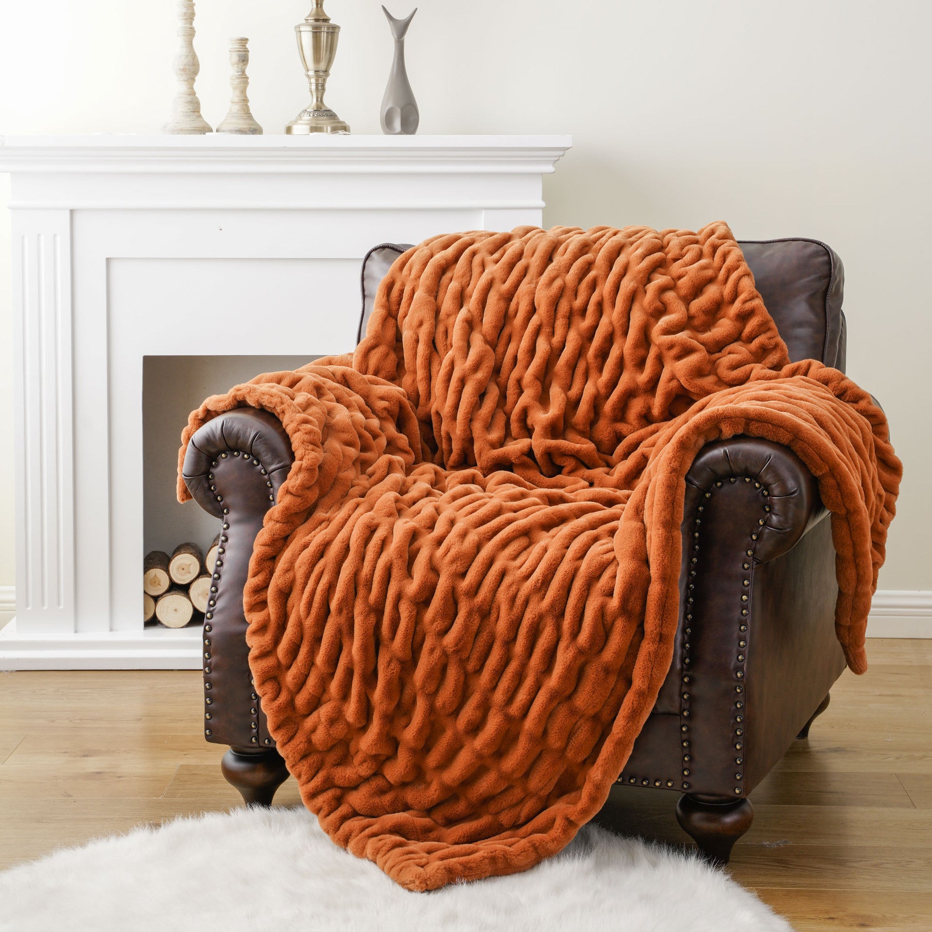 Faux Rabbit Fur Hooded Blanket