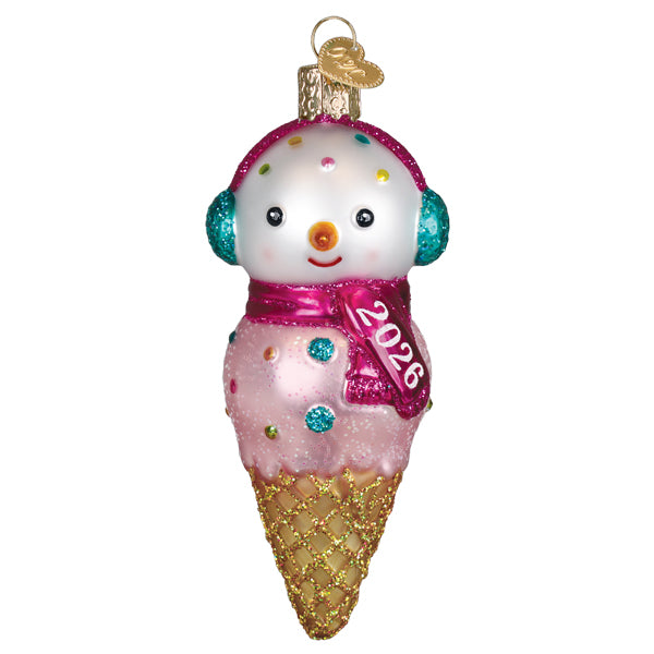 2026 Snowman Ice Cream Cone Christmas Ornament