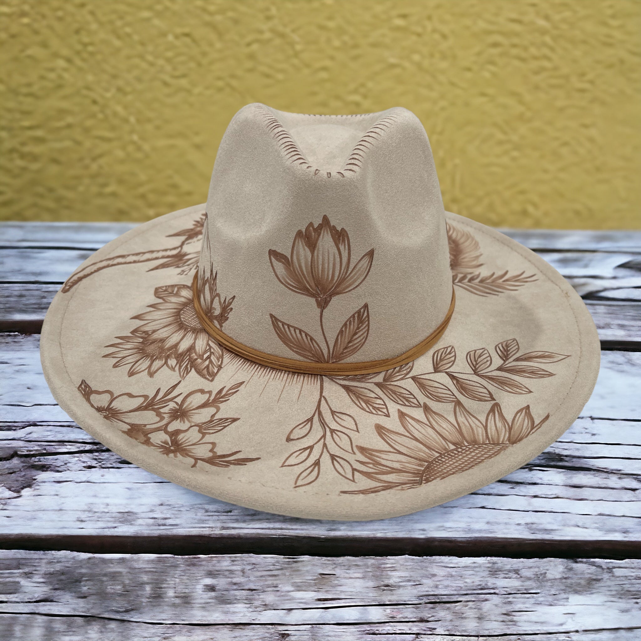 Boho Luxe - Burned Wide Brim Hat