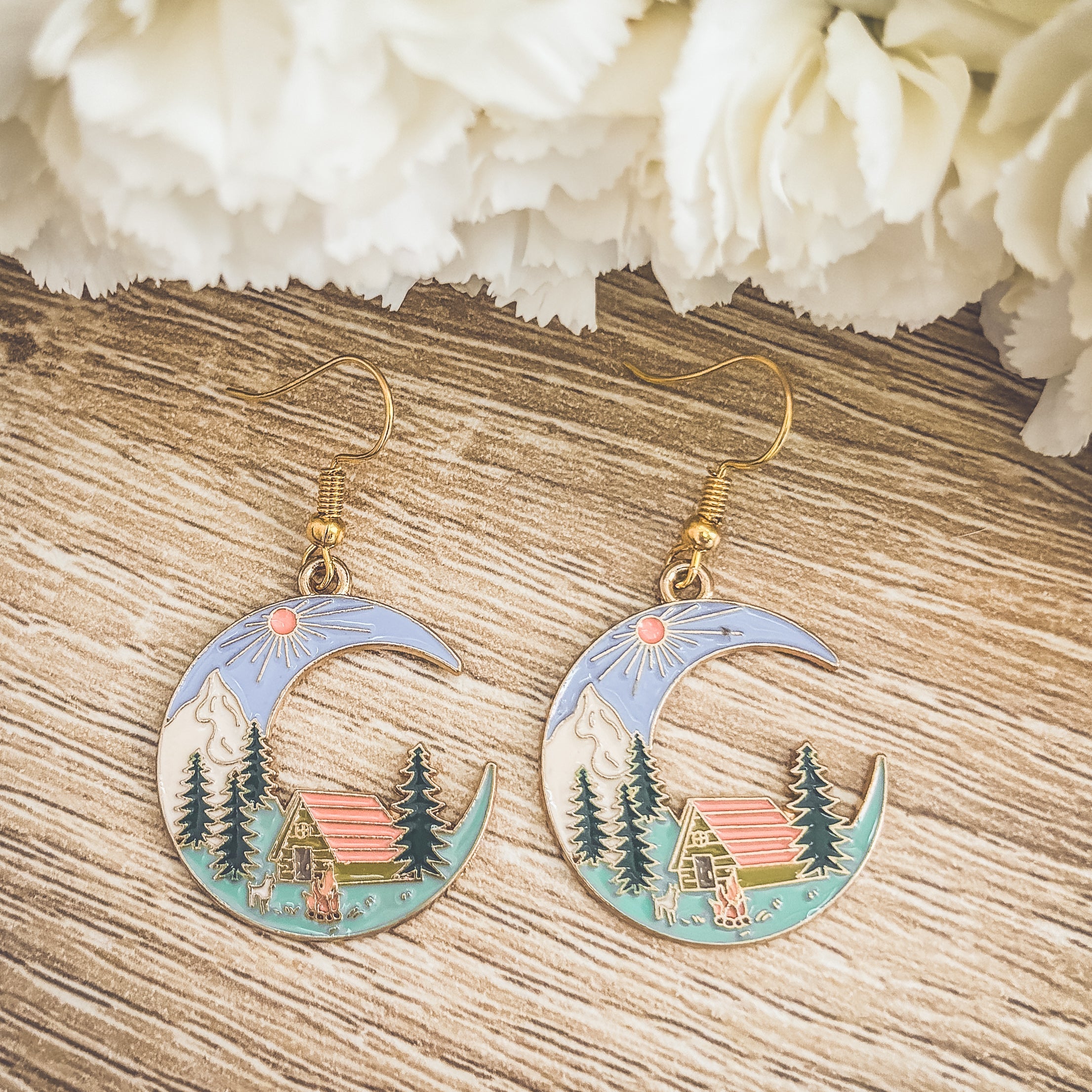 Moon Cabin Stud Earrings