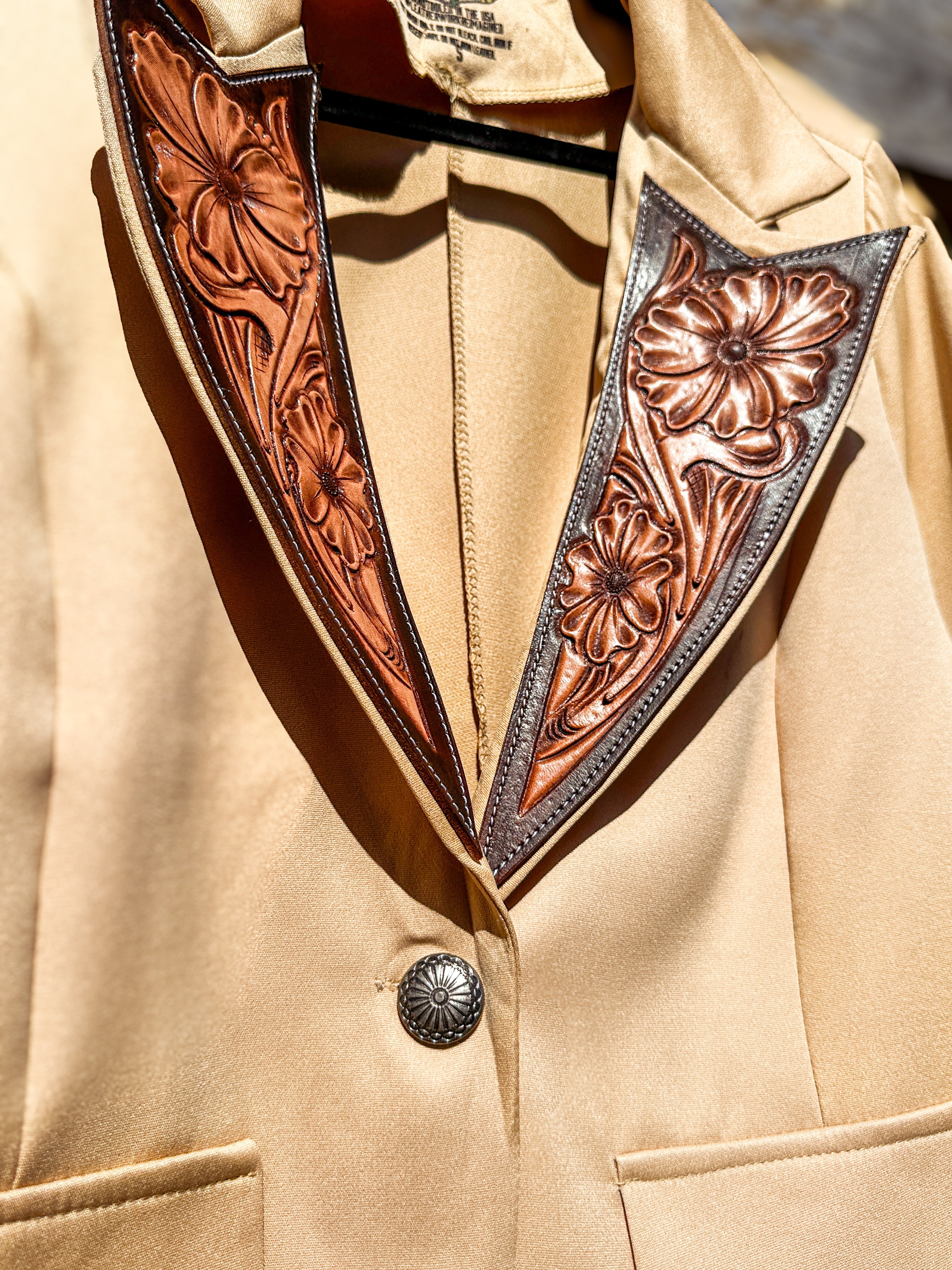 Hand Tooled Lapel Blazer — Tan