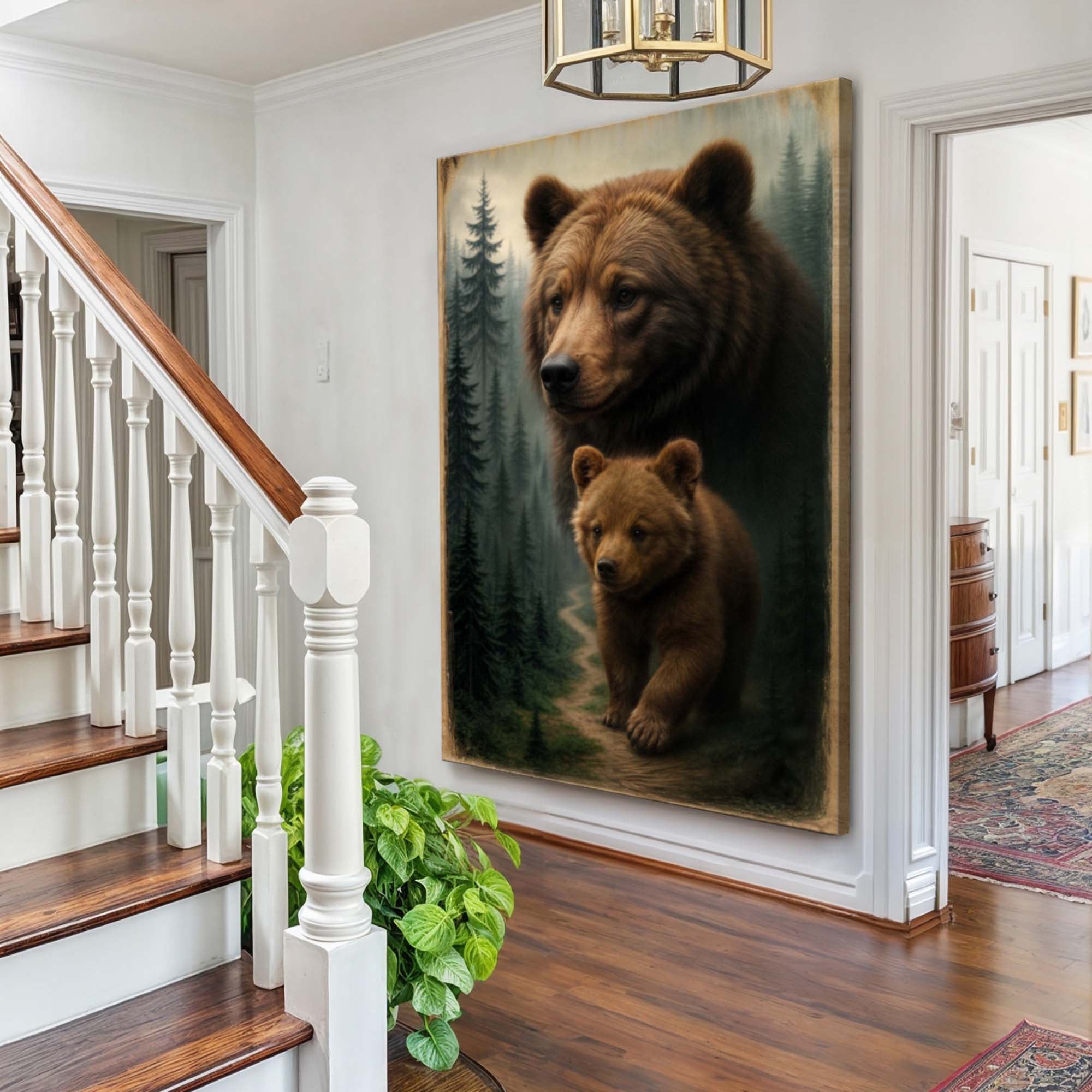 Bear and Cub Canvas Wall Art