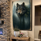 Wolf Double Exposure Canvas Wall Art