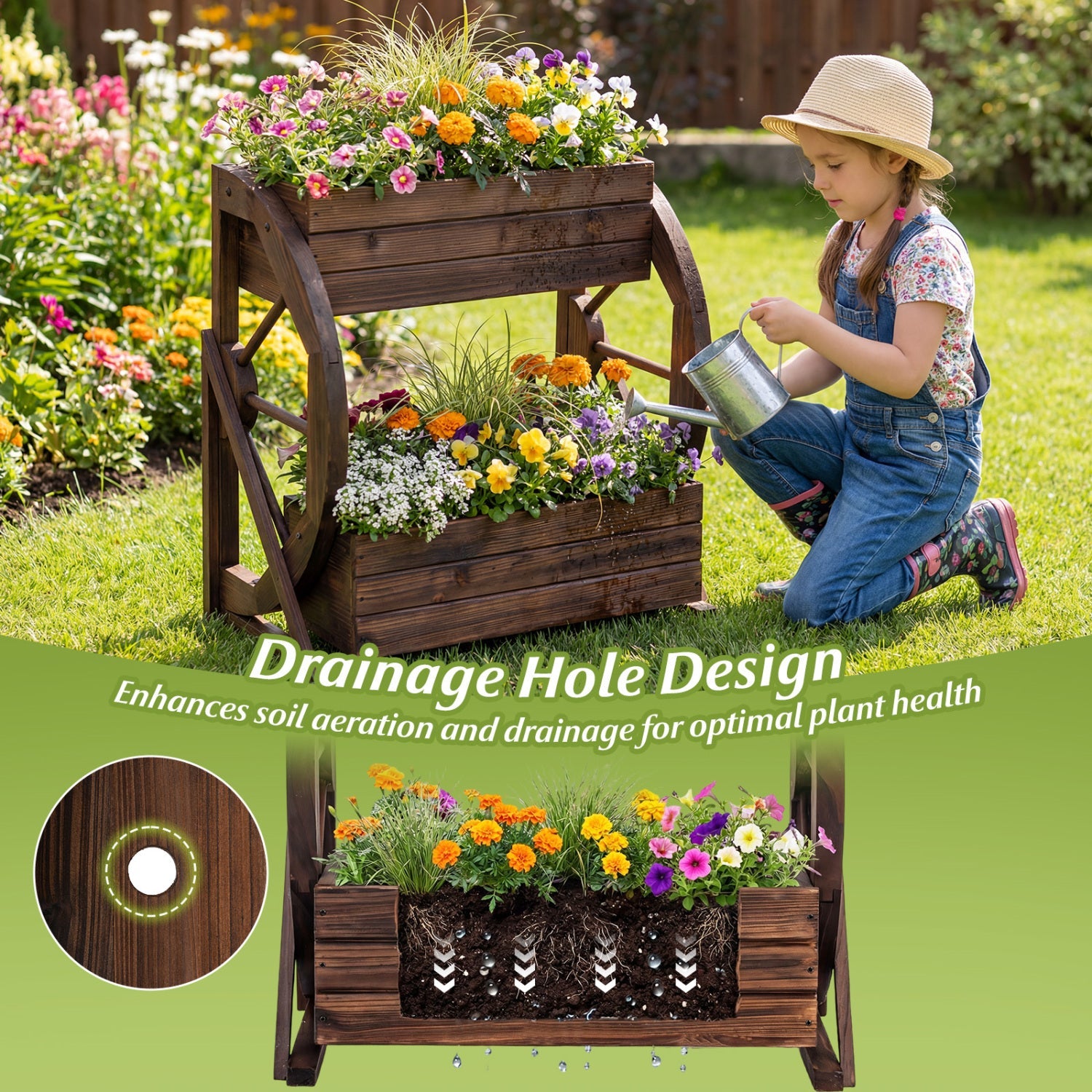 Two-Tier Rustic Wagon Garden Bed