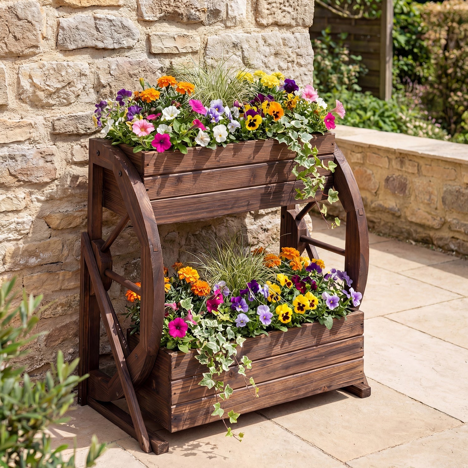 Two-Tier Rustic Wagon Garden Bed