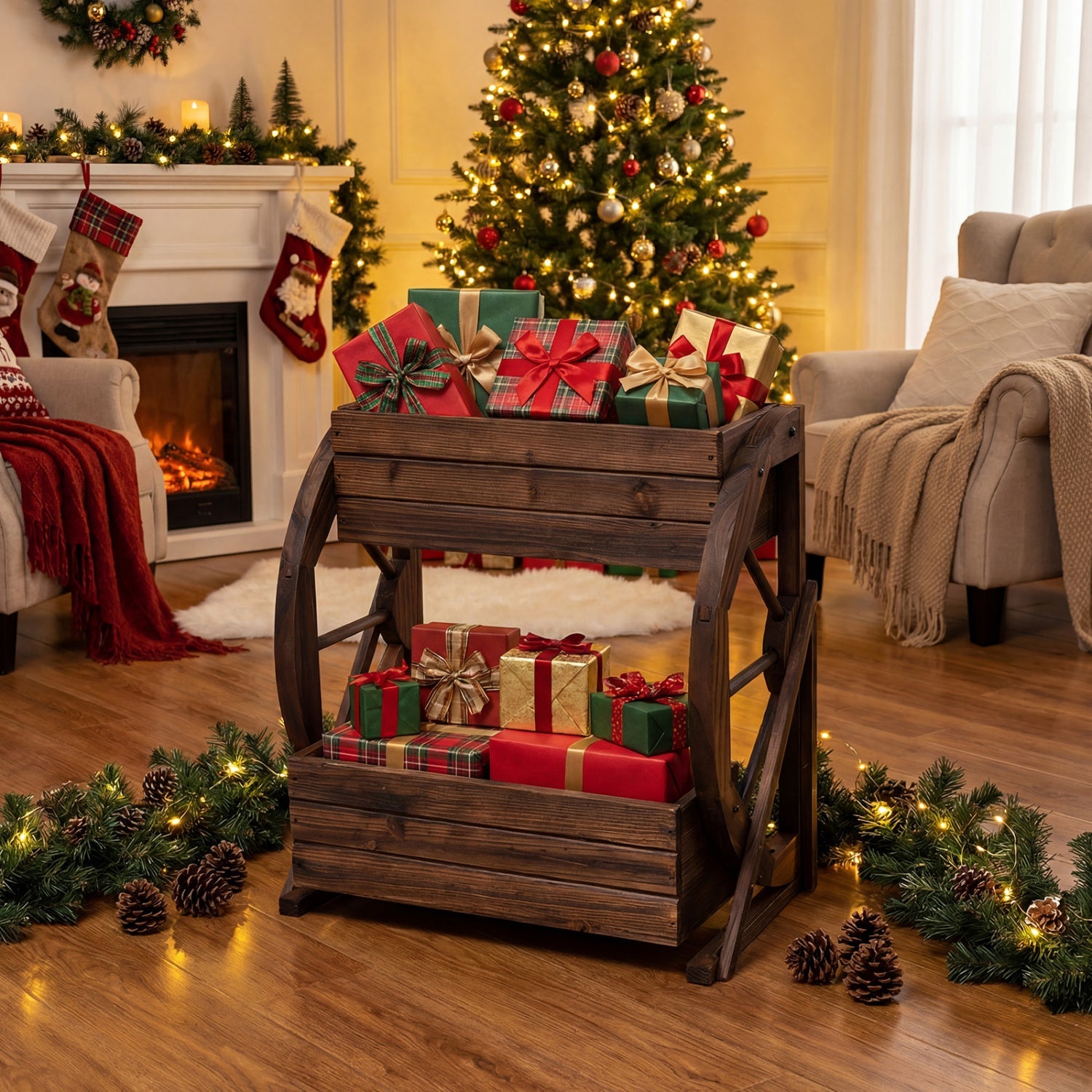 Two-Tier Rustic Wagon Garden Bed