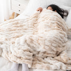 Faux Rabbit Fur Hooded Blanket