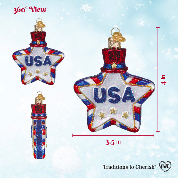 USA Star Patriotic Christmas Ornament