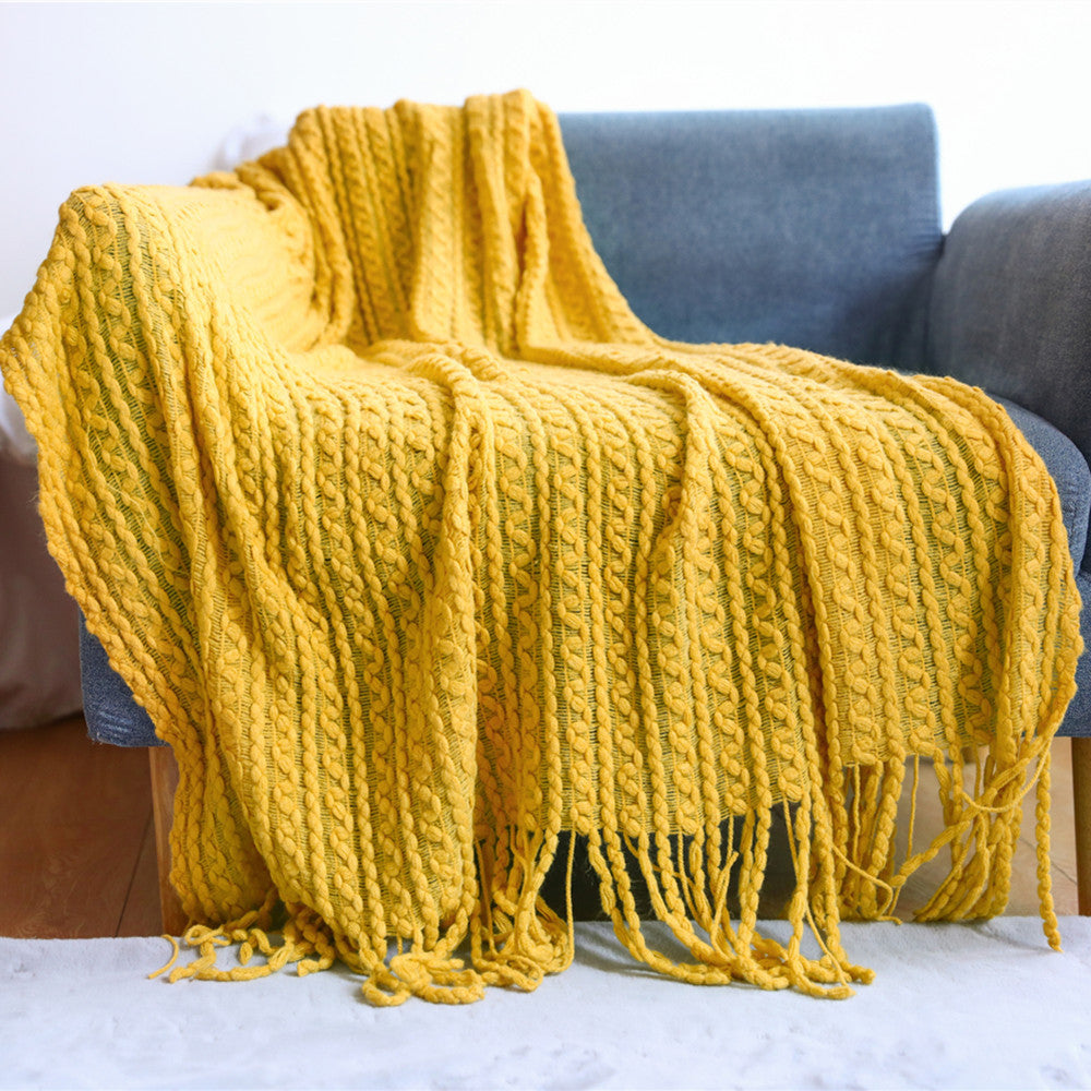 Tassel Knit Mountain Sofa Blanket