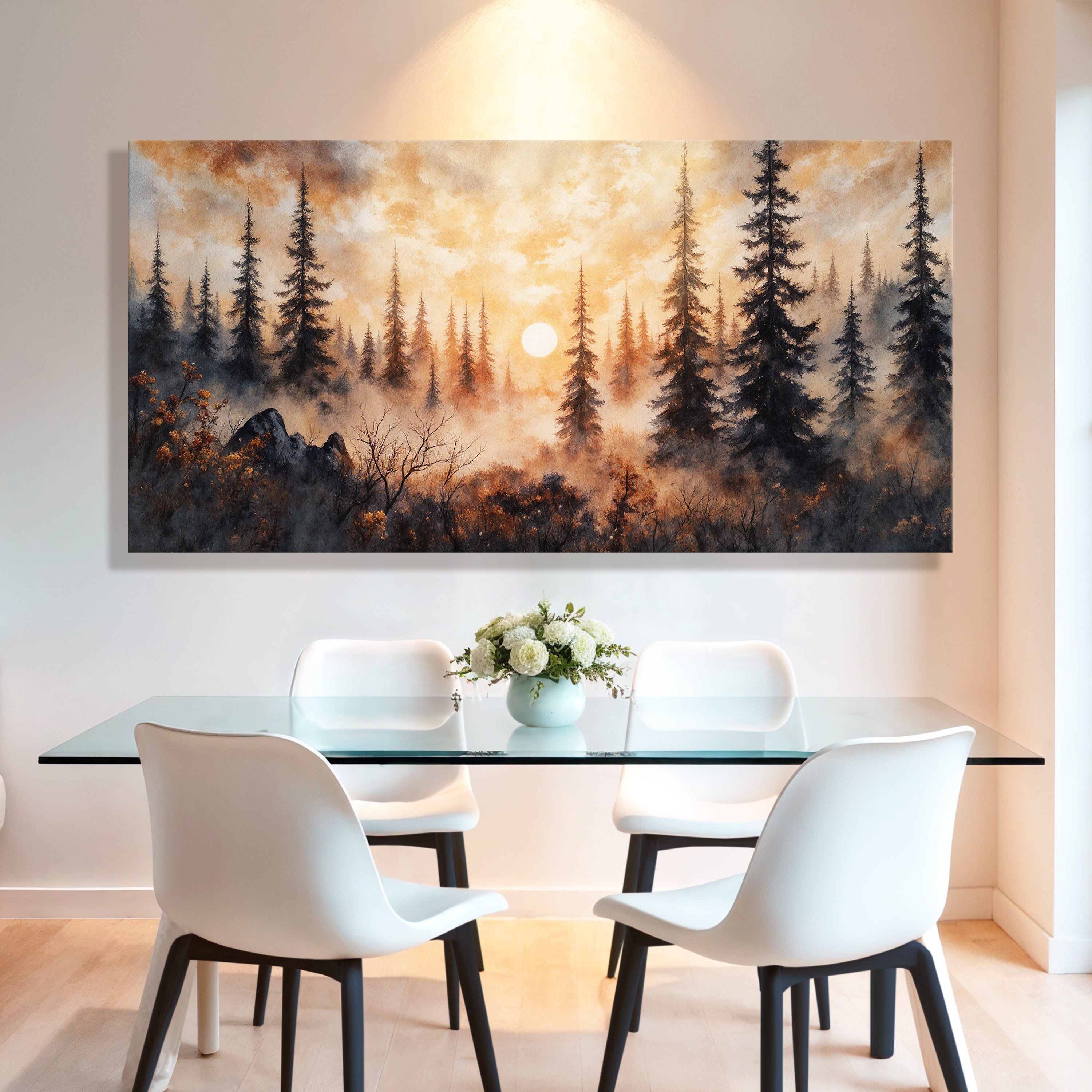 Rustic Forest Sunset Canvas Wall Art