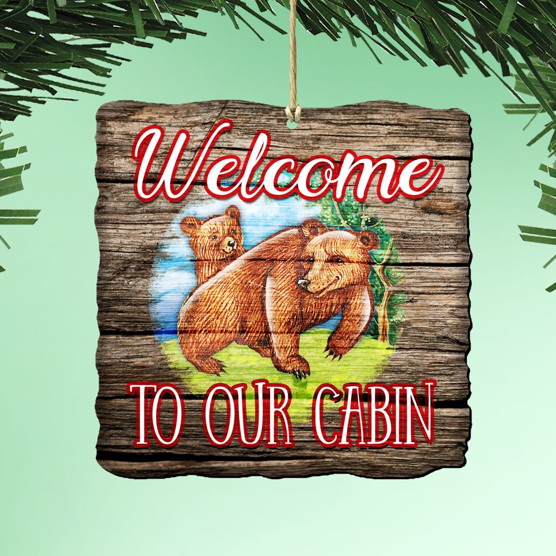 Bear Cabin Woodsy Ornament