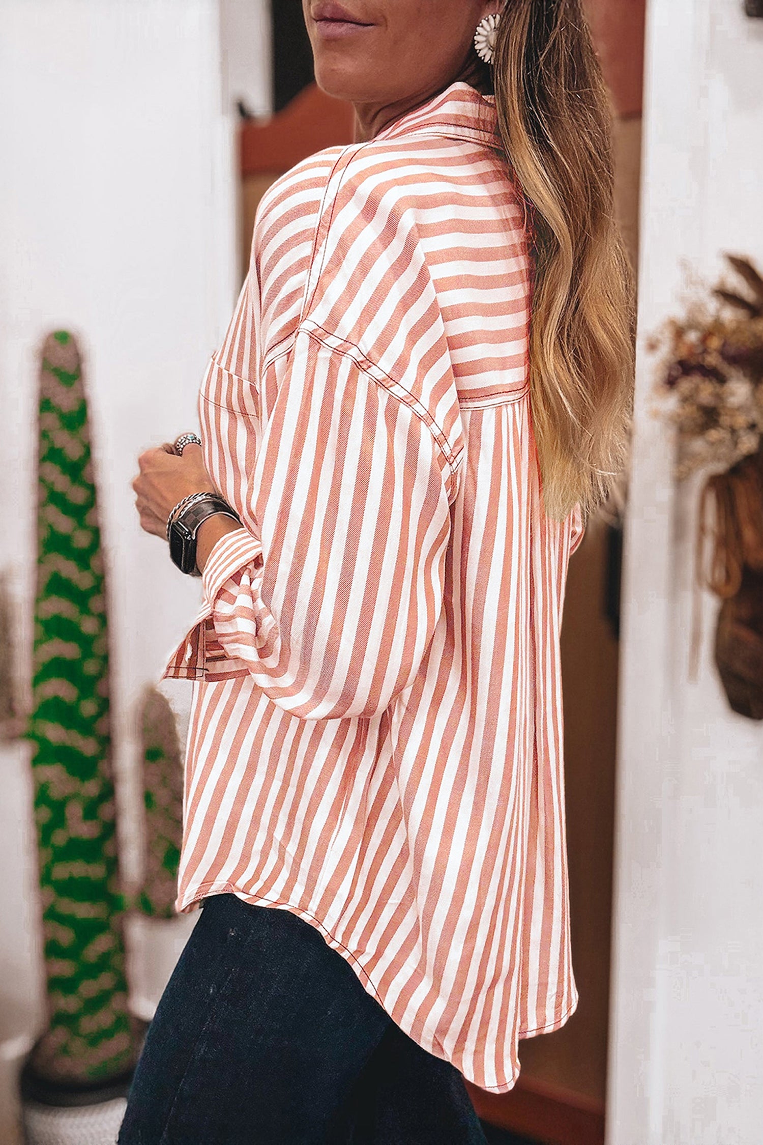 Women's Western Stripe Button-Down Shirt