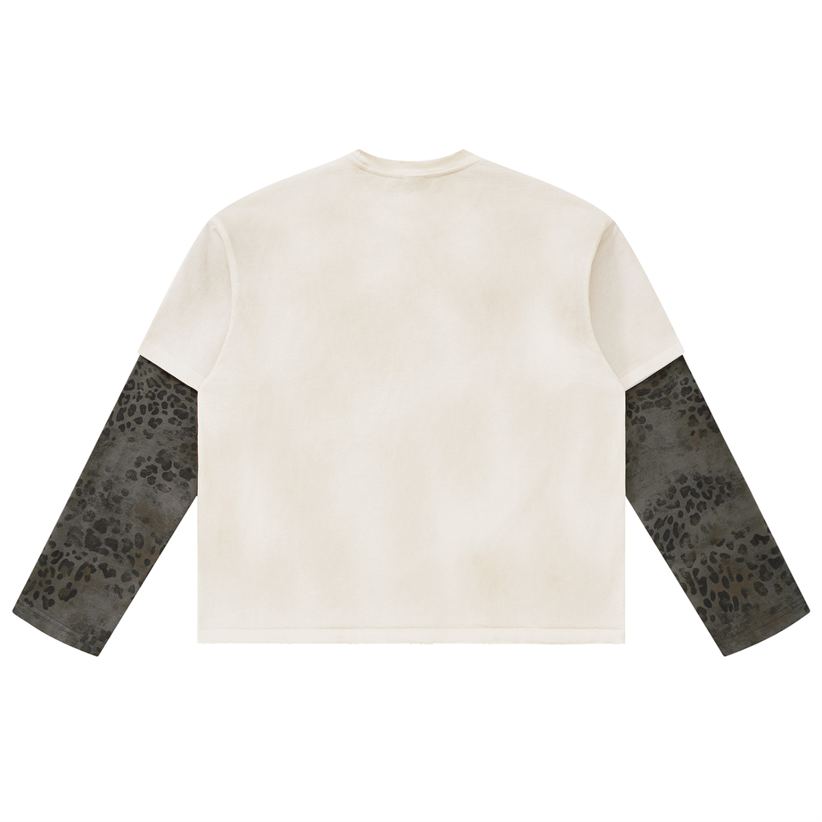 Unisex Vintage Wash Leopard Paneled Layer T-Shirt