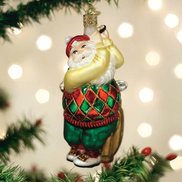Golfing Santa Christmas Ornament
