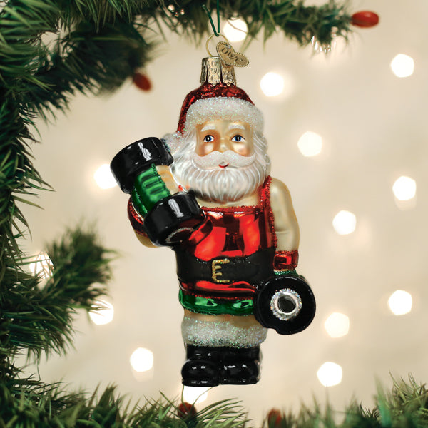 Bodybuilder Santa Christmas Ornament
