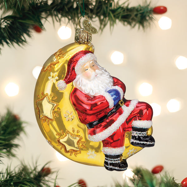 Moonlight Santa Christmas Ornament