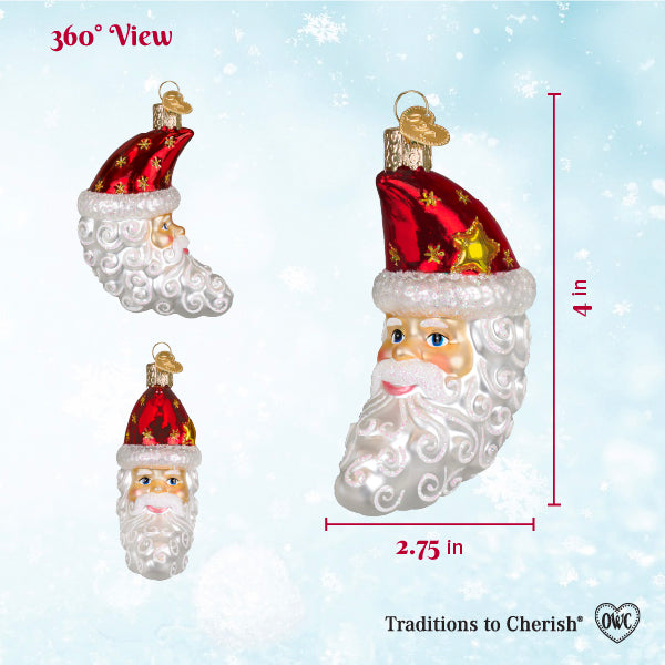 Santa Moon Face Christmas Ornament