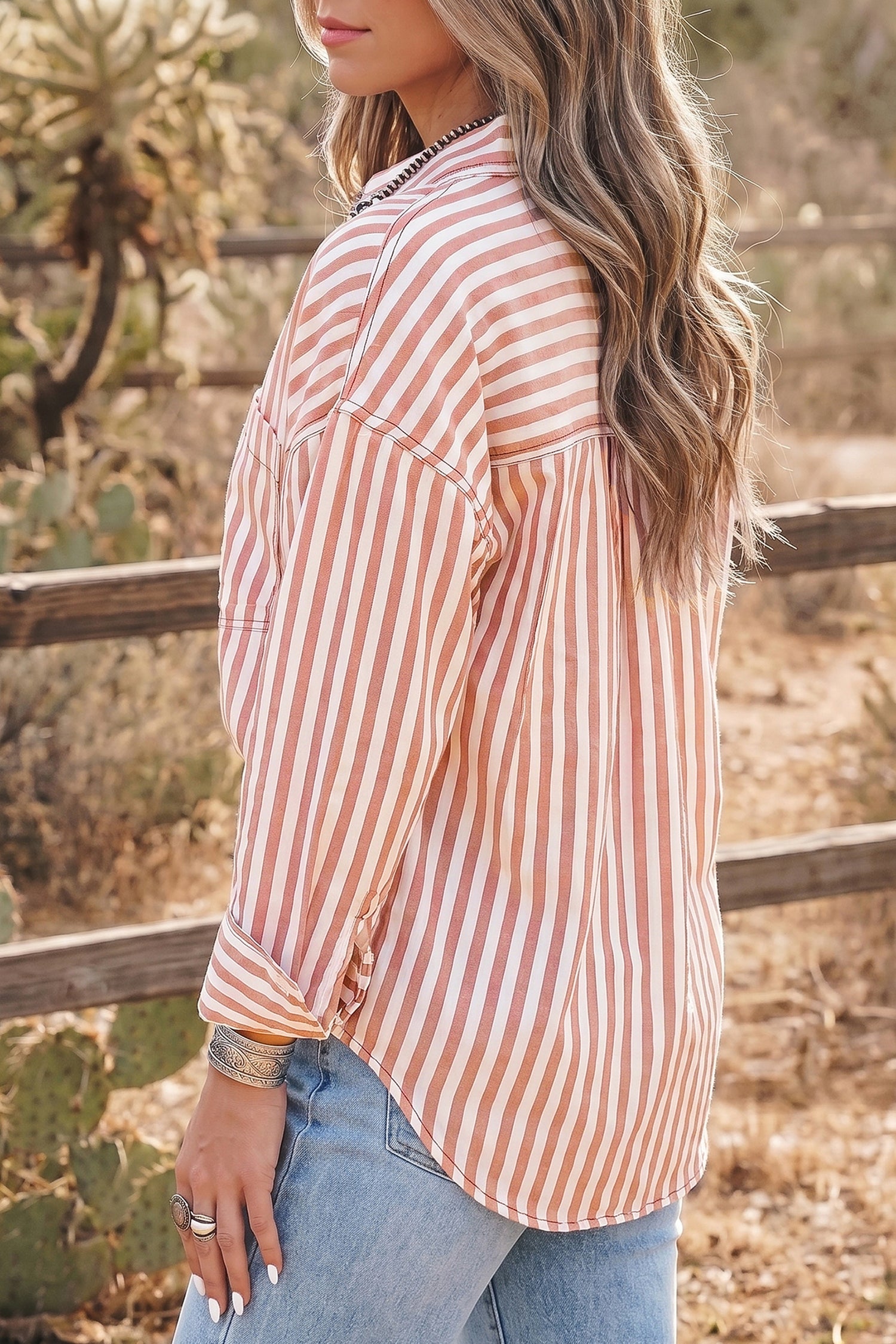 Women's Western Stripe Button-Down Shirt