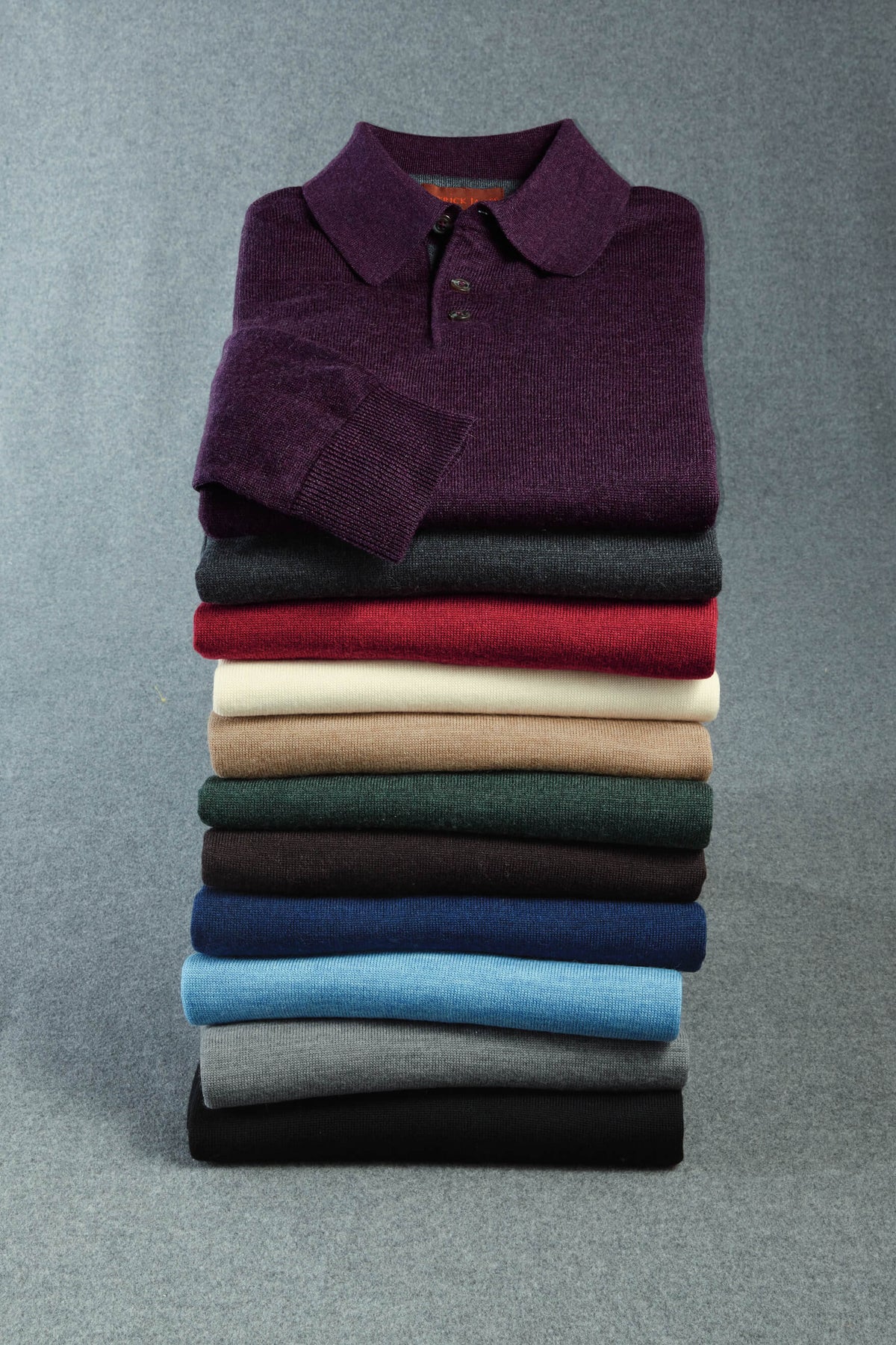 Patrick James Long Sleeve 3 Button Merino Polo