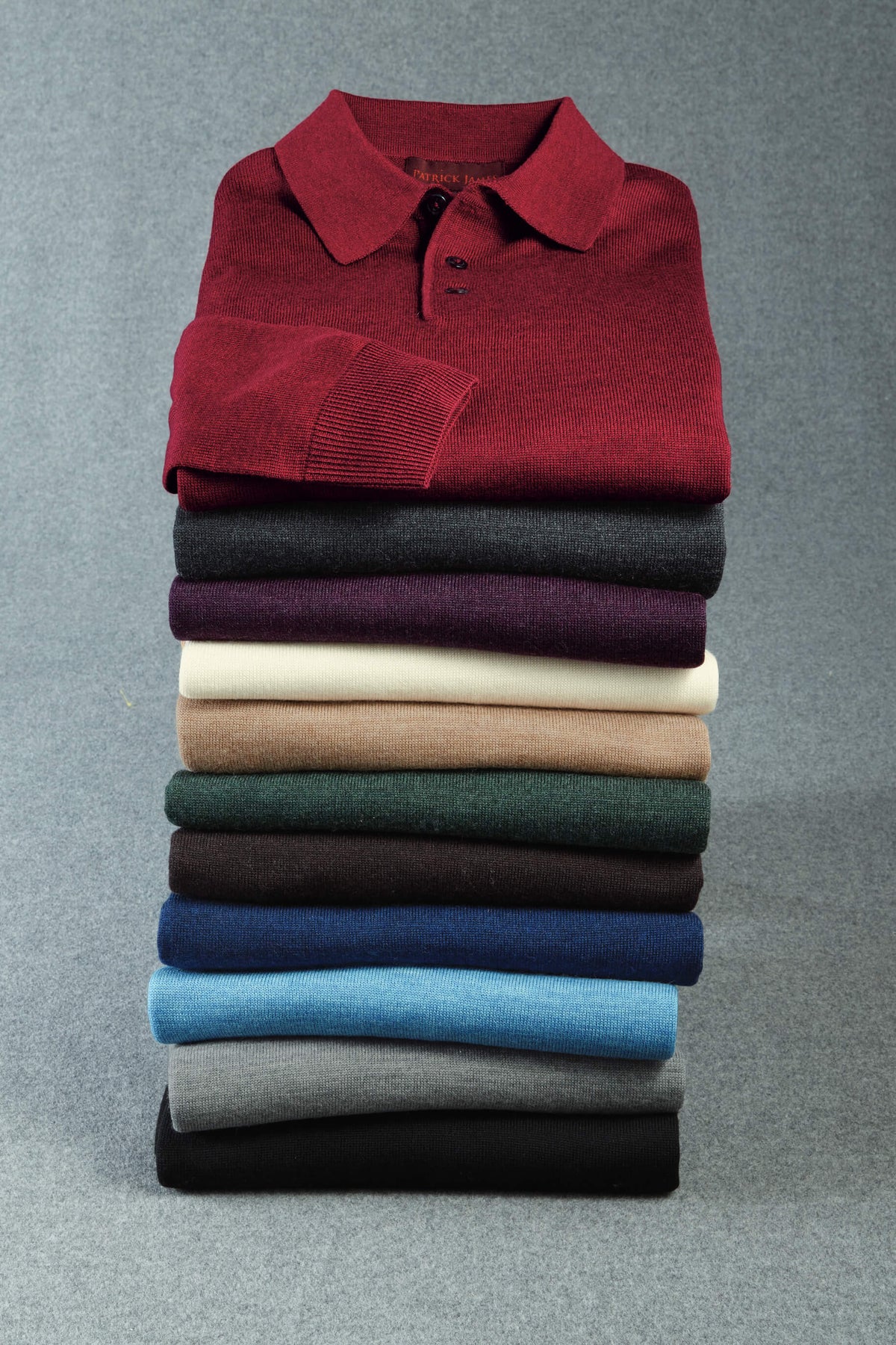 Patrick James Long Sleeve 3 Button Merino Polo