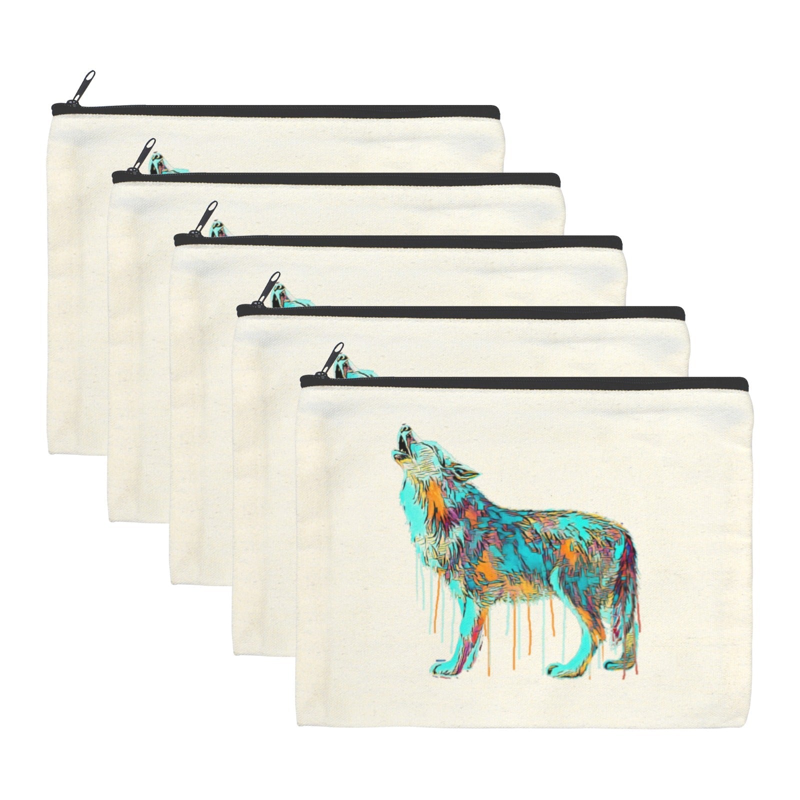 Watercolor Wolf Cosmetic Bag Set