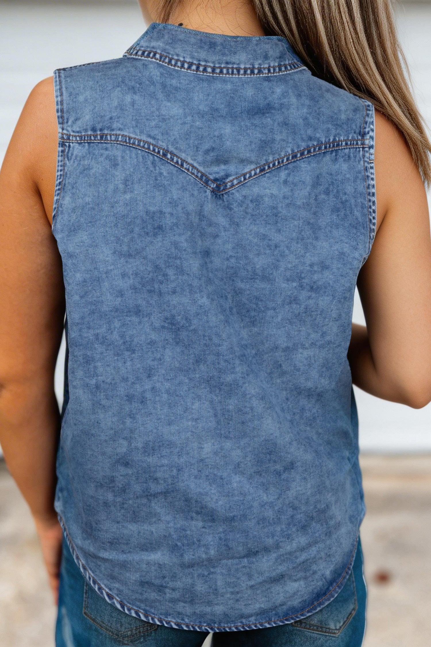 Denim Button-Front Vest
