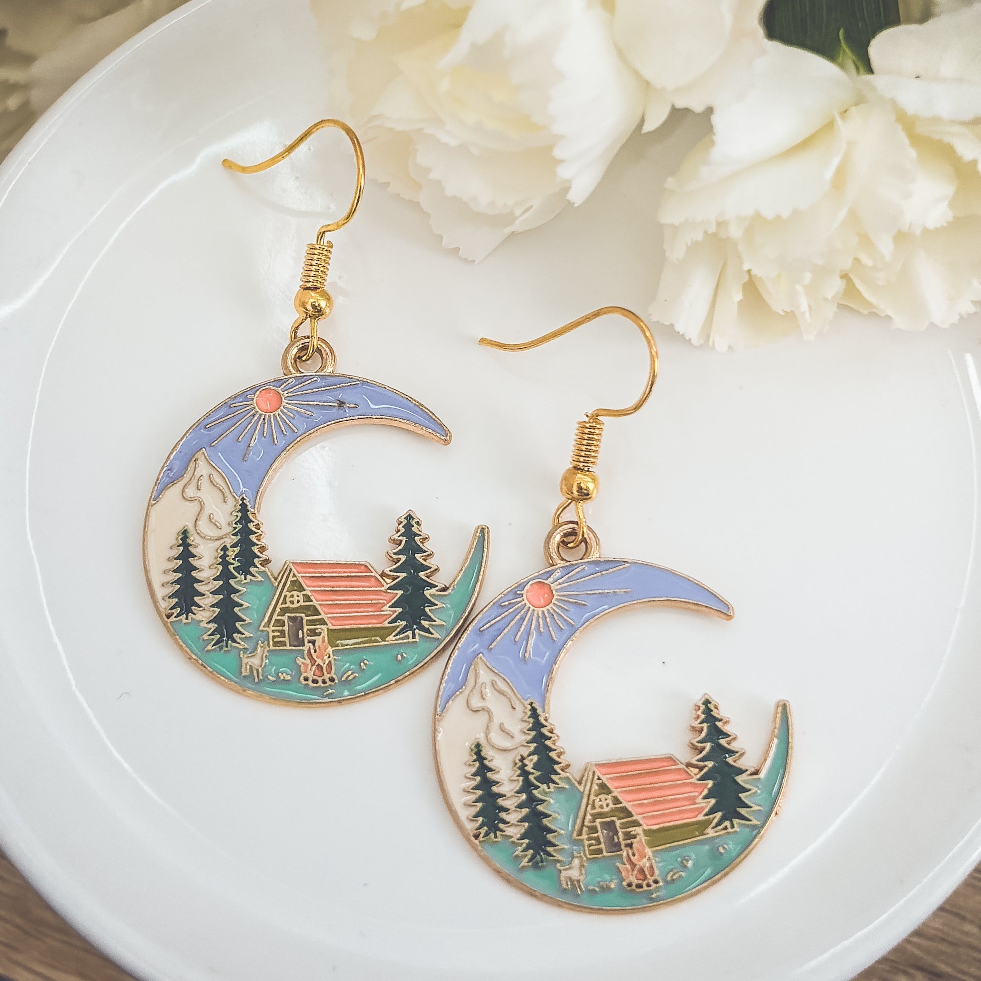 Moon Cabin Stud Earrings