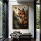 Autumn Fox Double Exposure Canvas Wall Art