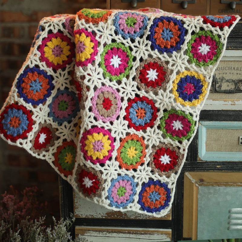 Colorado Hippie Granny Square Throw