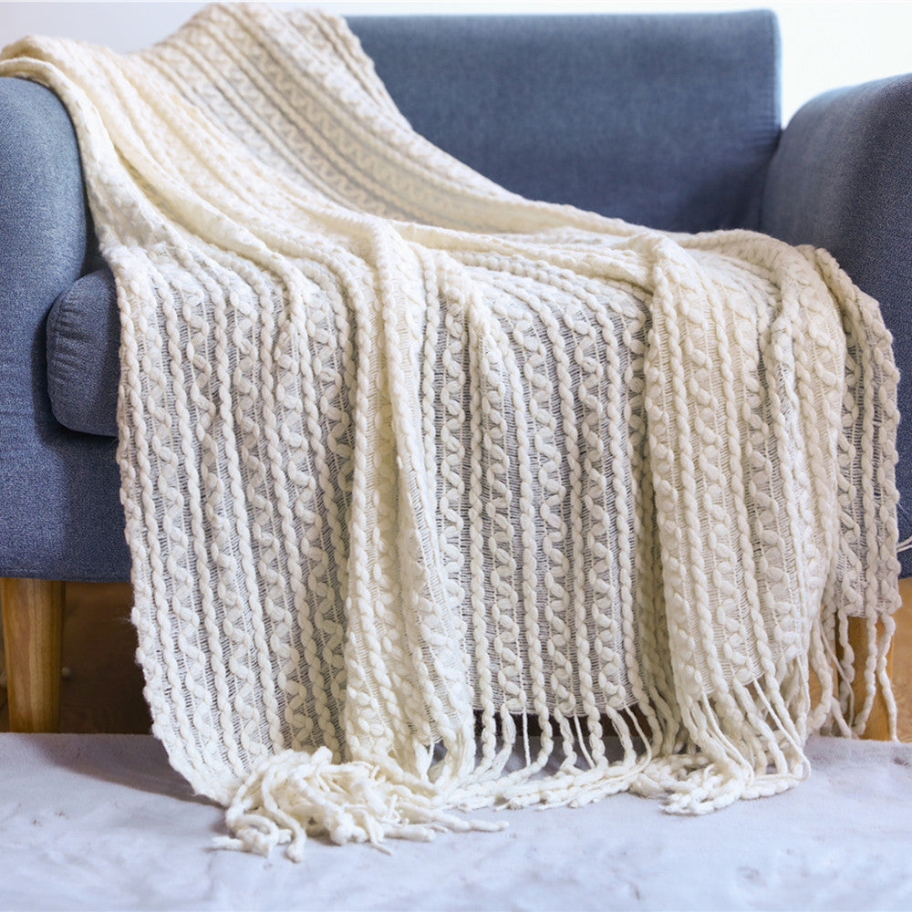 Tassel Knit Mountain Sofa Blanket