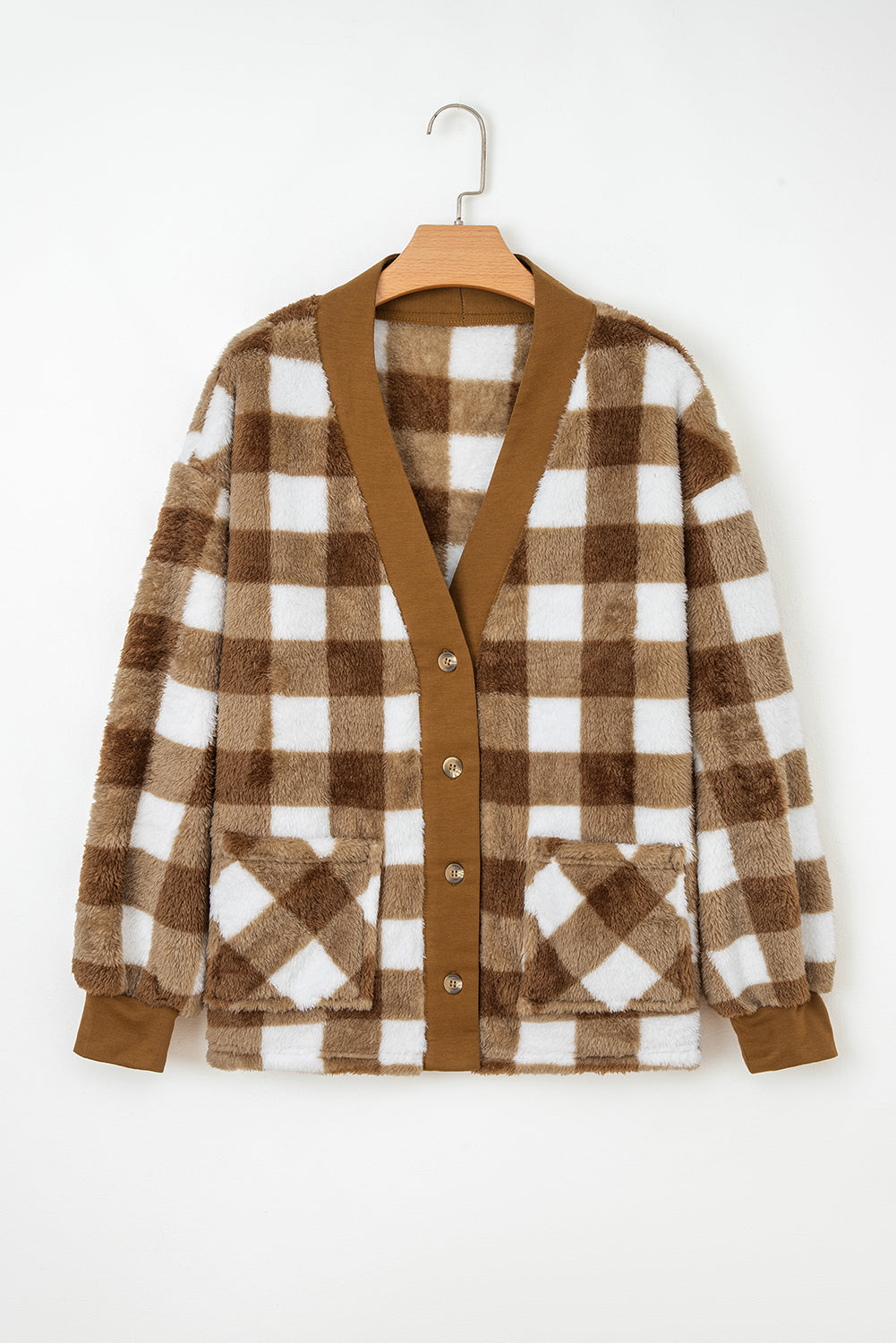 Checkered Sherpa Button-Down Jacket