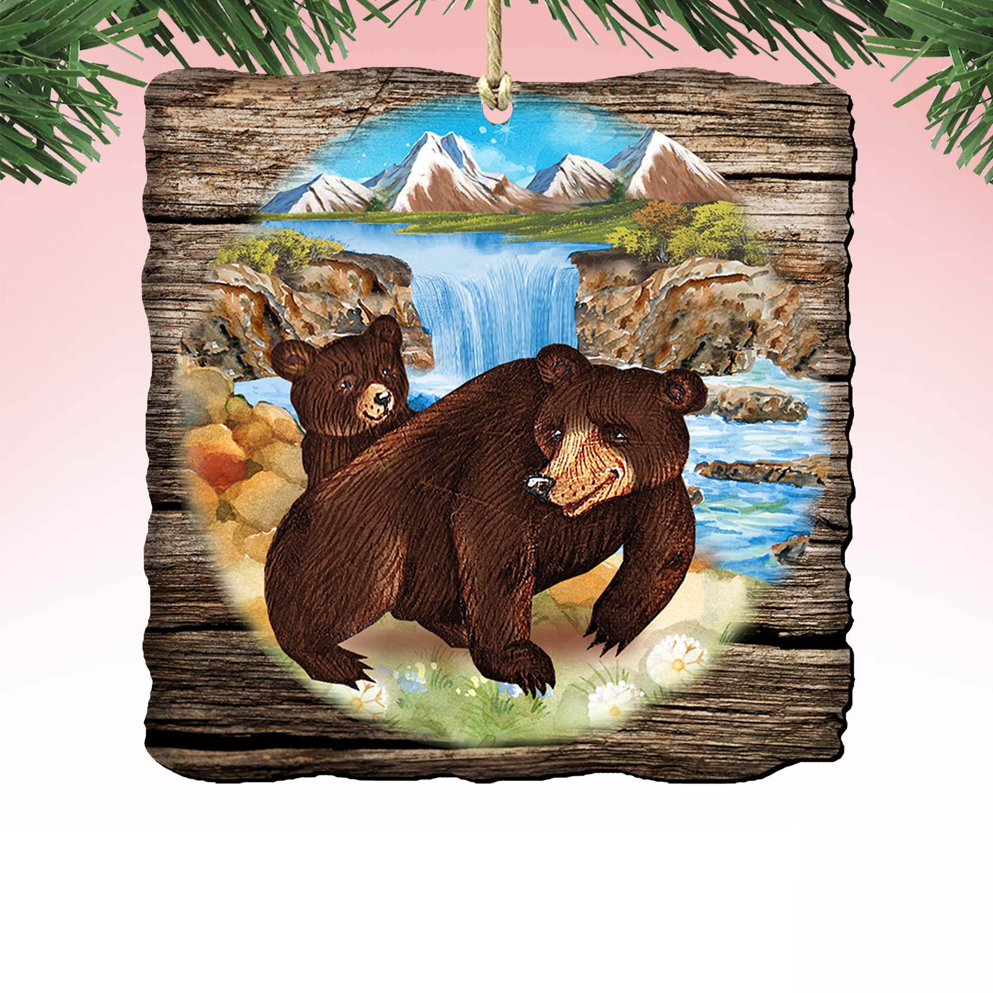 Bear Cabin Wooden Ornament