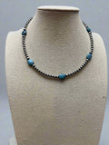 Turquoise & Sterling Pearl Choker