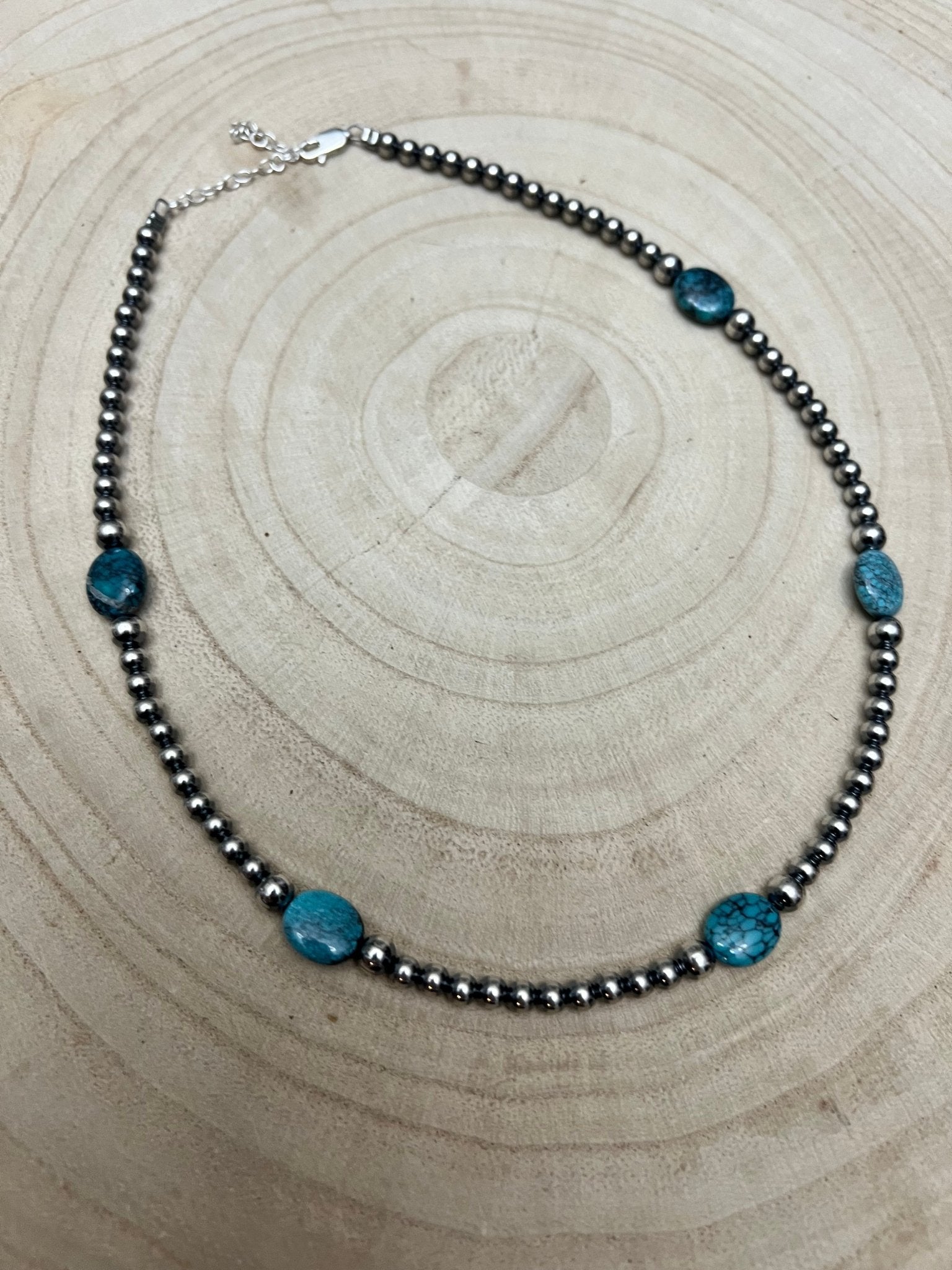 Turquoise & Sterling Pearl Choker