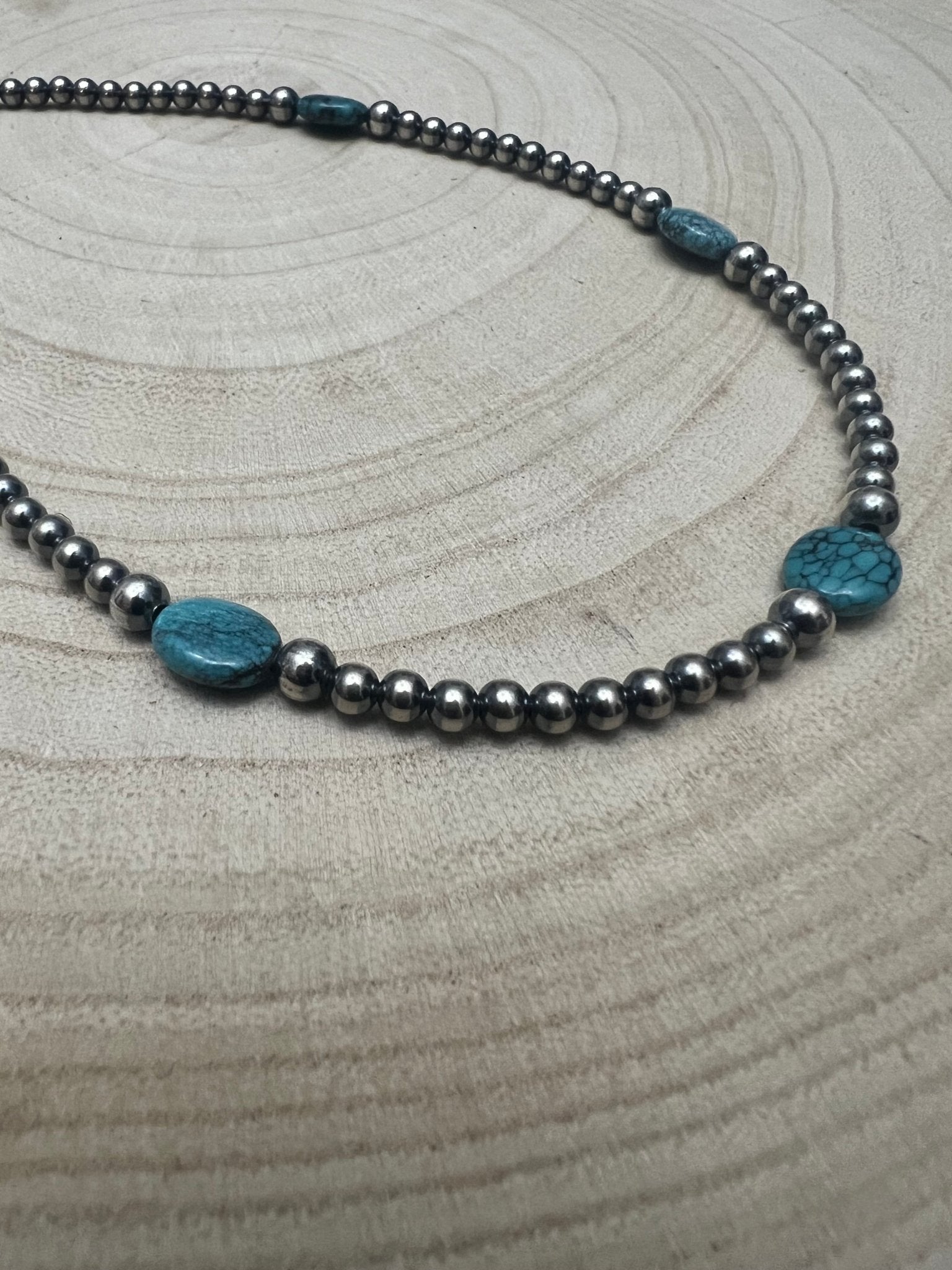 Turquoise & Sterling Pearl Choker