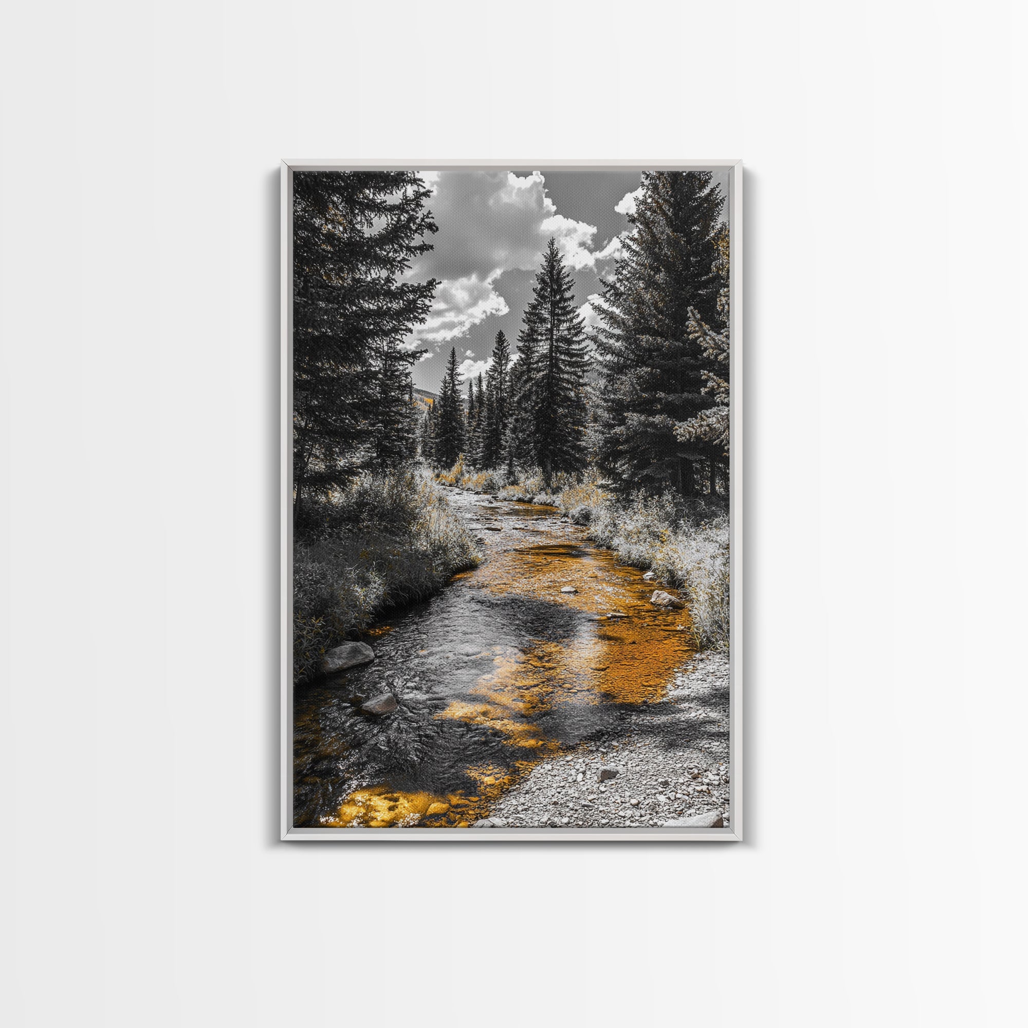 Autumn Forest Stream Canvas Print