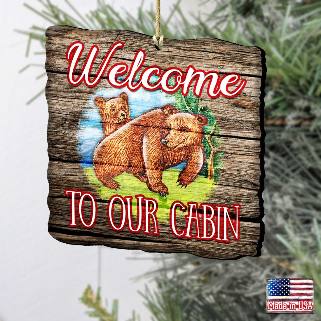 Bear Cabin Woodsy Ornament
