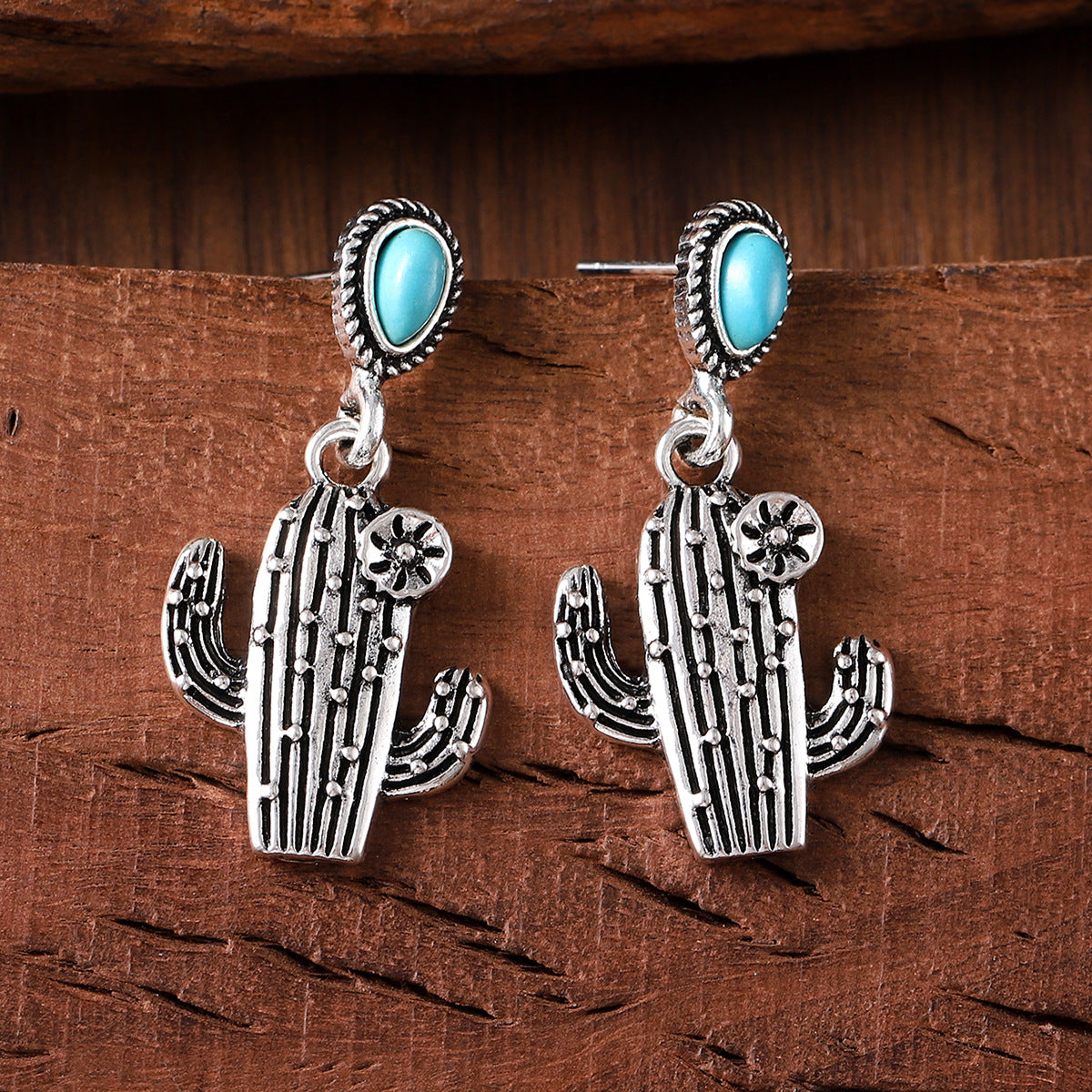 Vintage Cactus Pendant Earrings