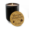 Mountain Name Engraved Candle, Scented Soy Candle | Personalized Lid Engraving