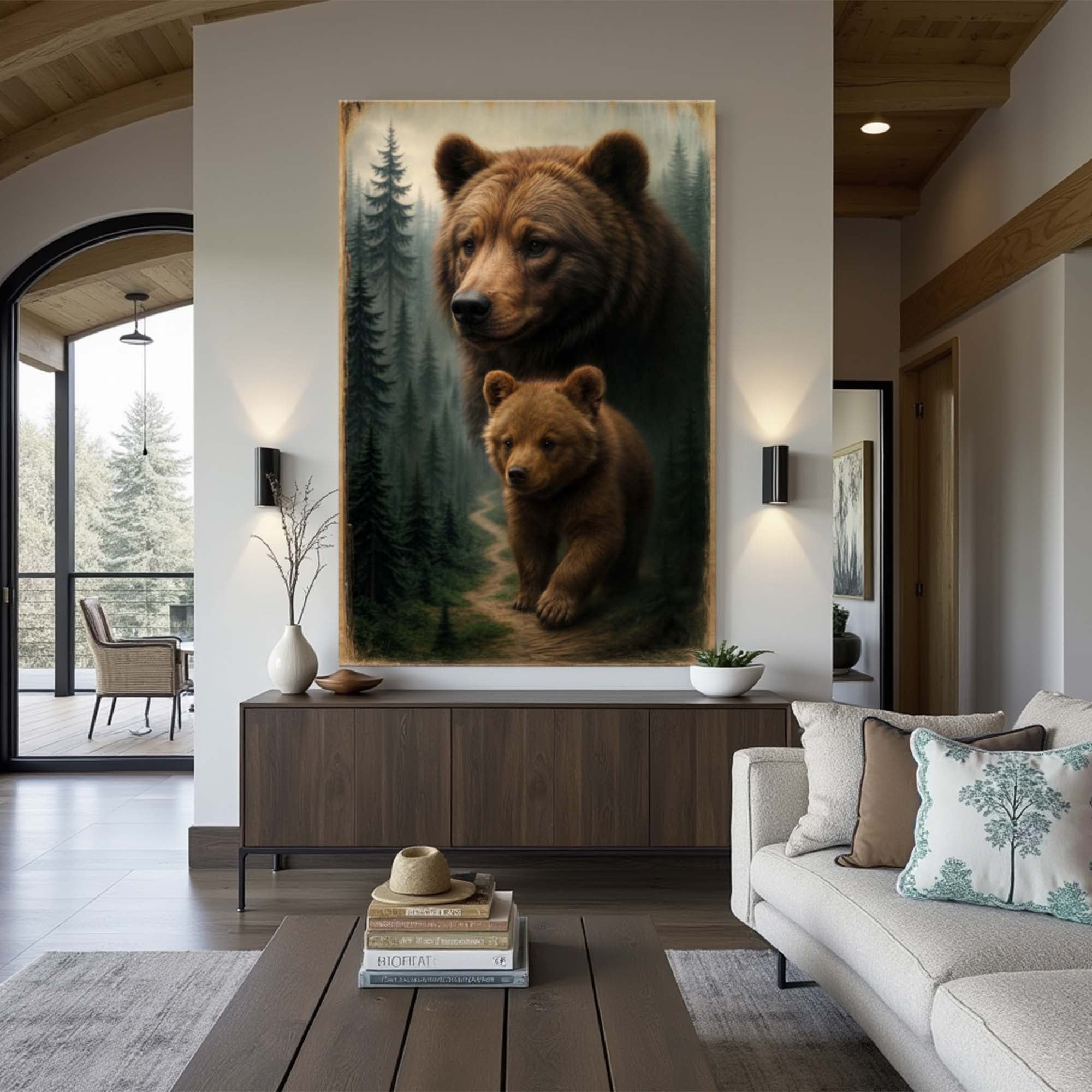 Bear and Cub Canvas Wall Art