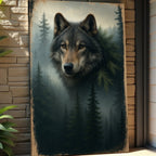 Wolf Double Exposure Canvas Wall Art