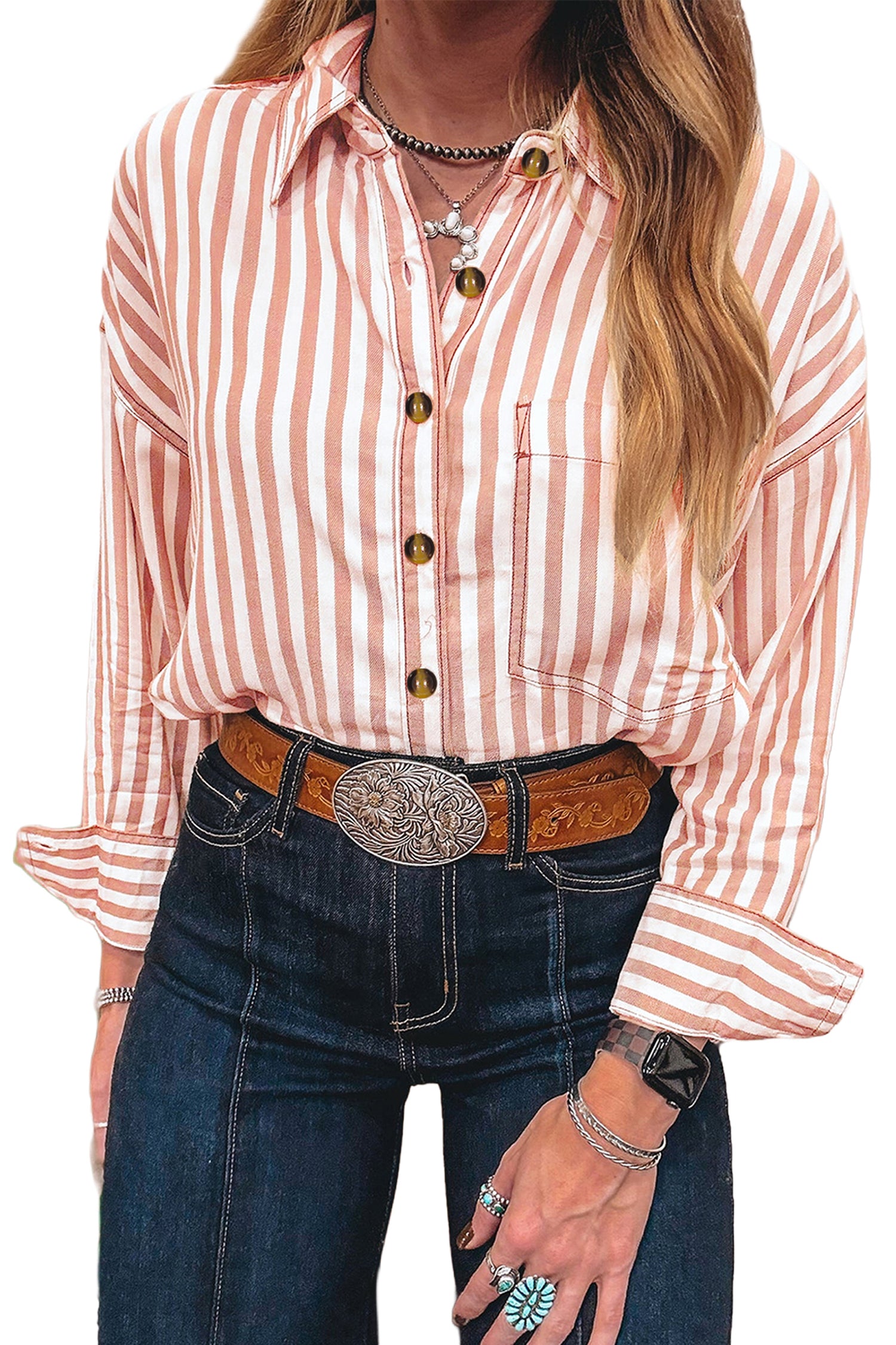 Women's Western Stripe Button-Down Shirt