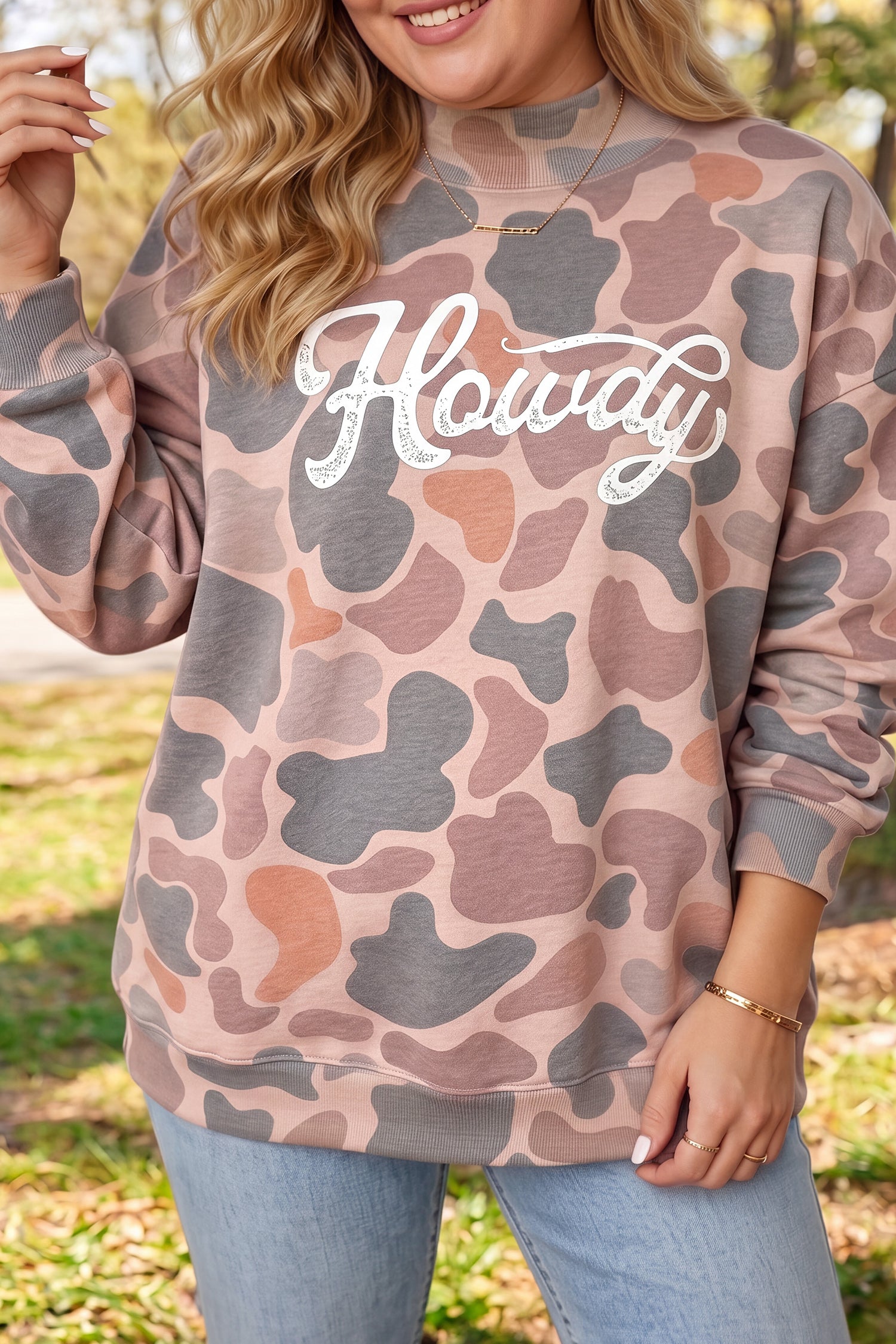 Women's Plus Howdy Camo Sweatshirt