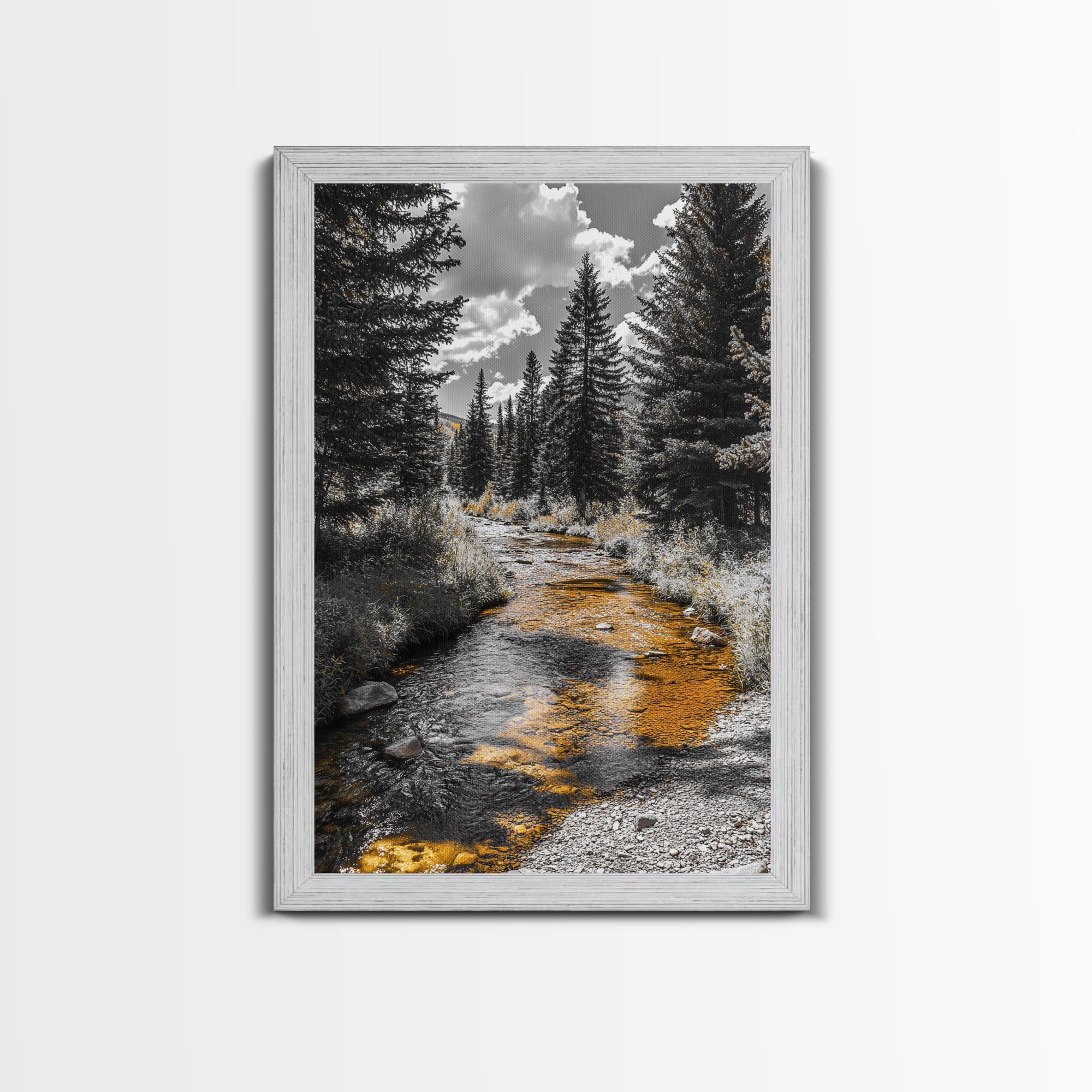 Autumn Forest Stream Canvas Print