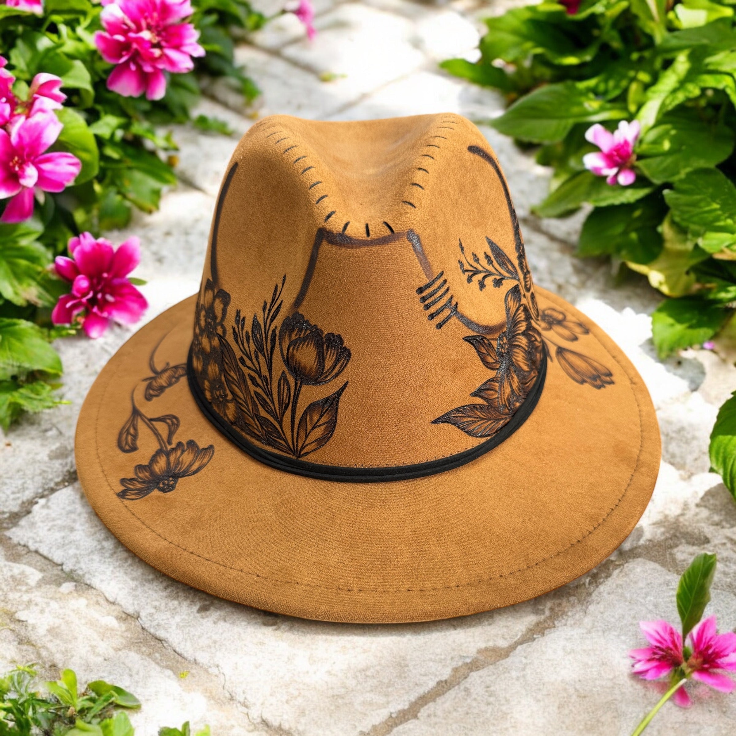 Flower Garden Burned Fedora