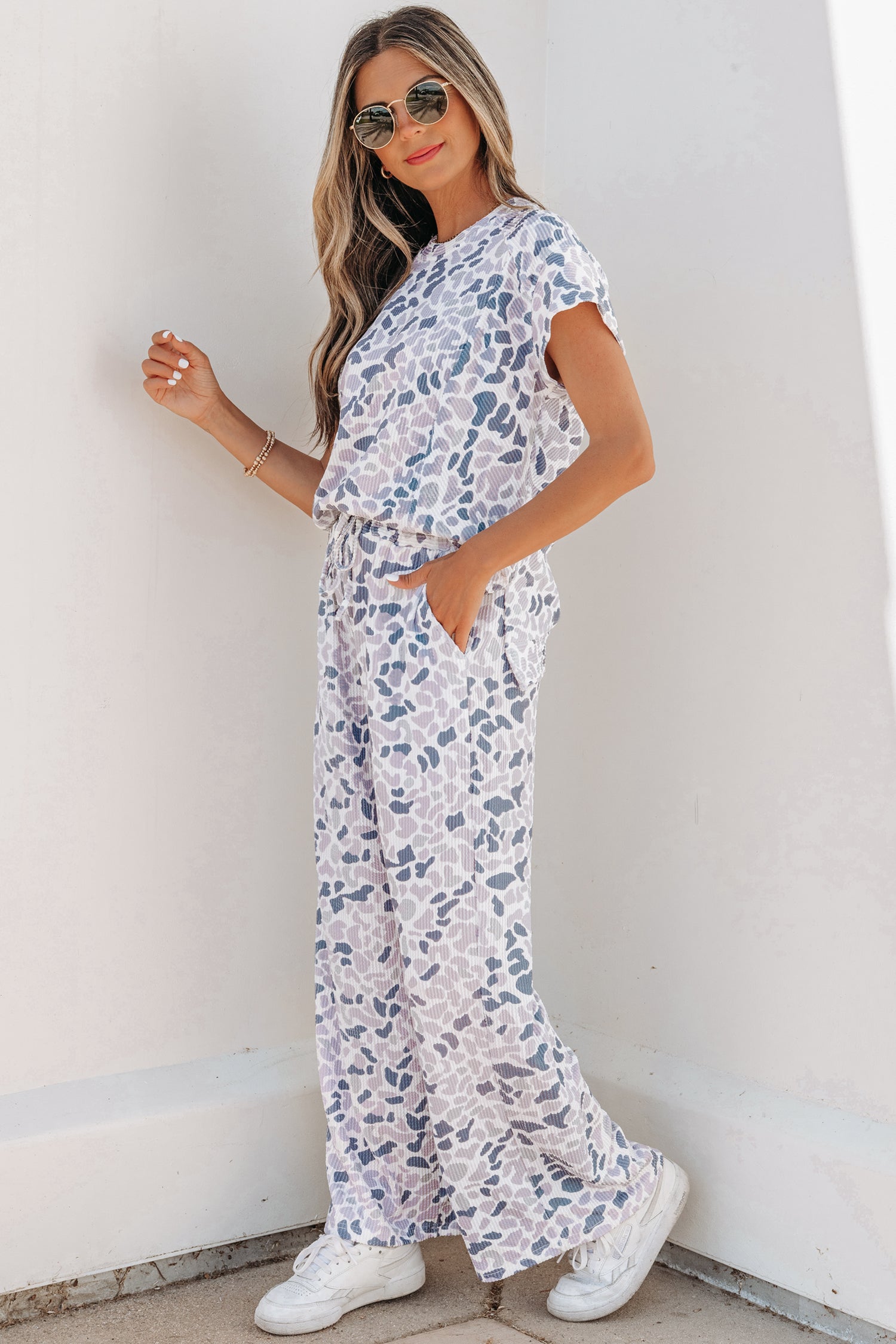 Camo Twisted Rib Tee & Drawstring Pants Set
