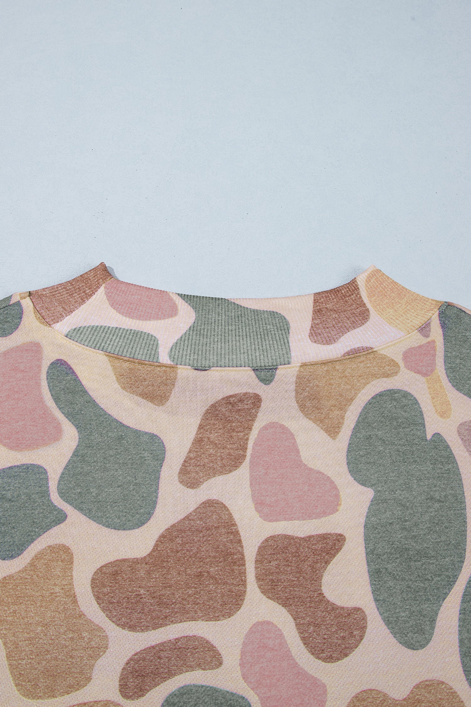 Plus Size Camo Print Mock Neck Sweatshirt